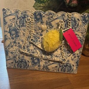 Betsey Johnson Blue and White Floral Tote